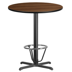 Stiles 36'' Round Hospitality Table with Laminate Top - Bar Height Table Base and Foot Ring by Flash Furniture