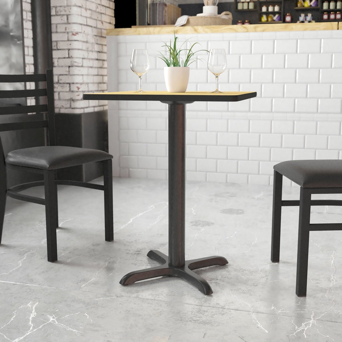 Beverly 22'' x 22'' Restaurant Table X - Base with 3'' Diameter Column by Flash Furniture - SchoolOutlet