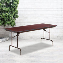 Floyd 6-Foot Rectangular Banquet Folding Table with High Pressure Laminate Top in Mahogany (30"W x 72"D x 30"H) by Flash Furniture