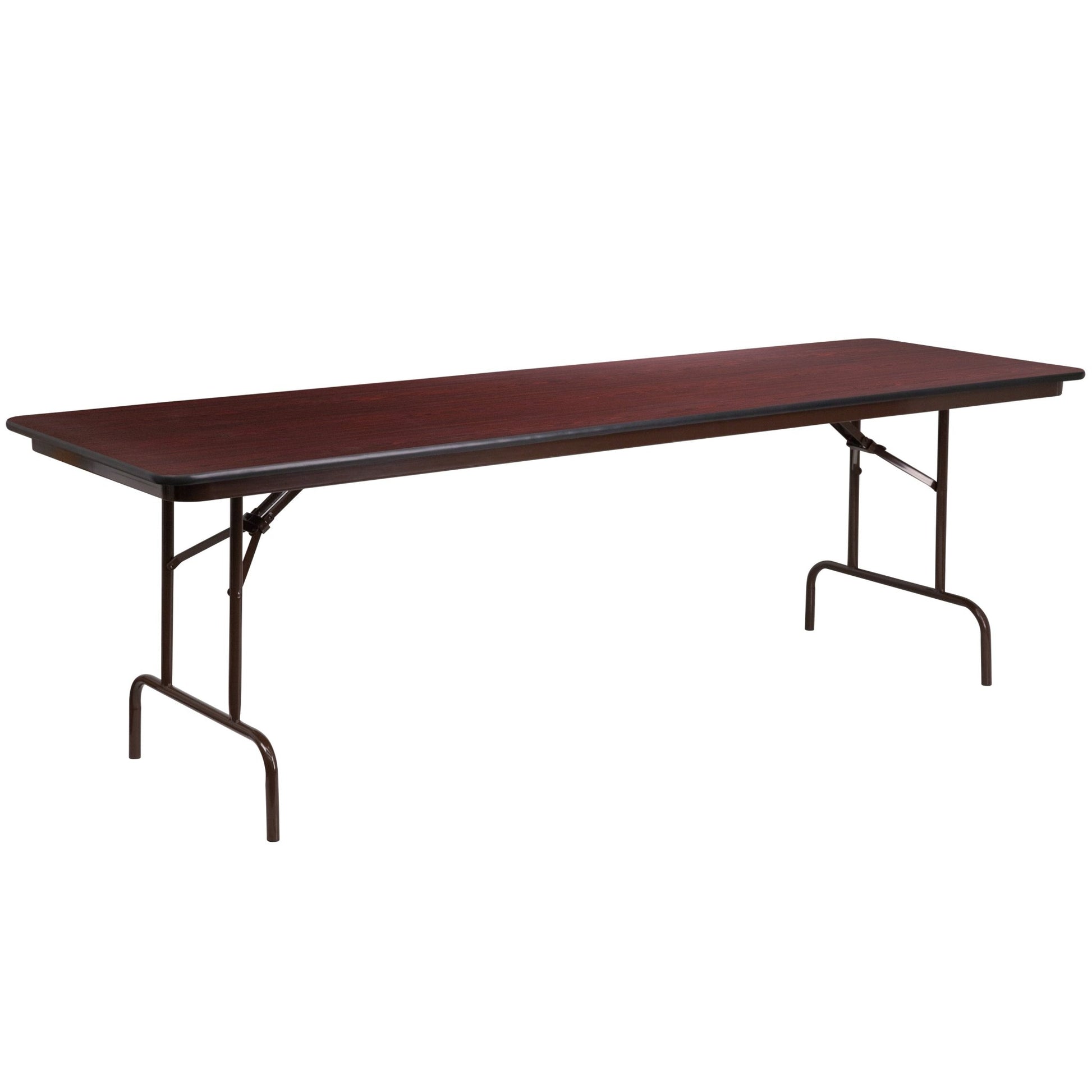 Floyd 8 - Foot Rectangular Banquet Folding Table with High Pressure Laminate Top in Mahogany (30"W x 96"D x 30"H) by Flash Furniture - SchoolOutlet