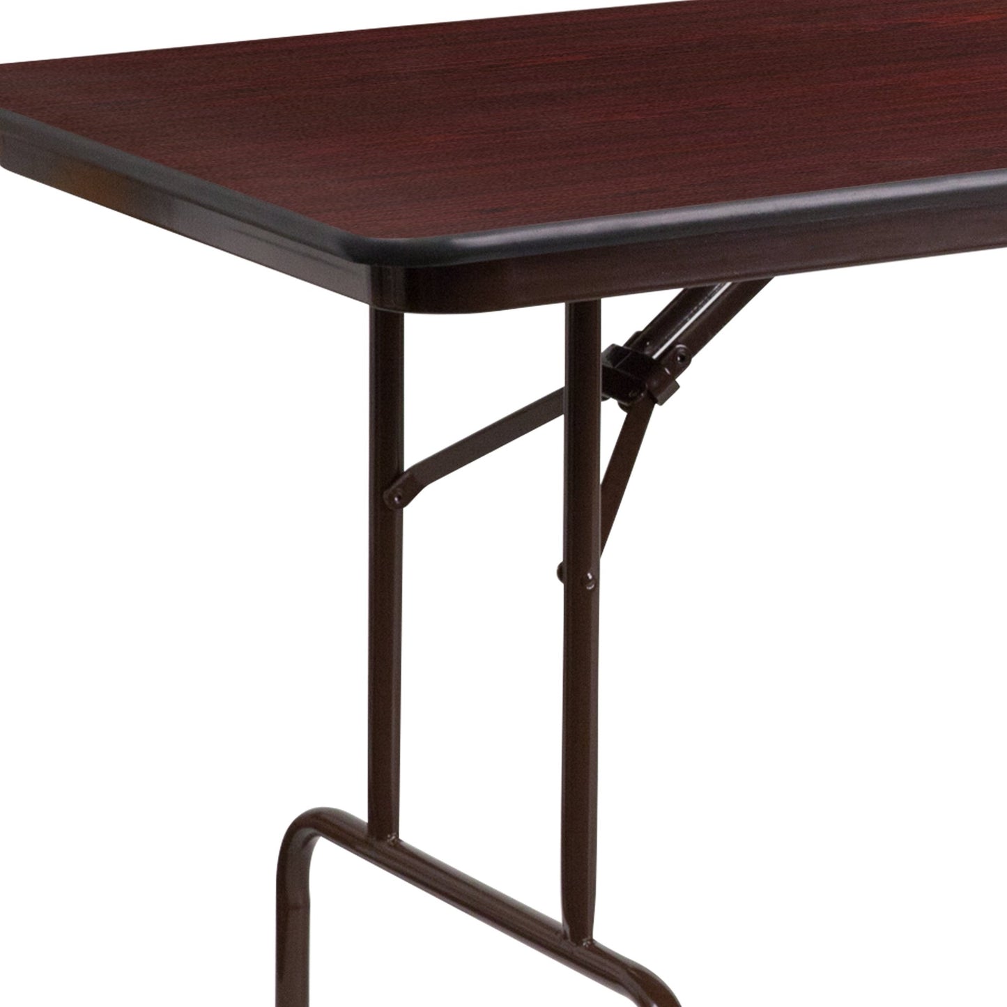 Frankie 8 - Foot Rectangular Banquet Folding Table with Melamine Laminate Top in Mahogany (30"W x 96"D x 30"H) by Flash Furniture - SchoolOutlet