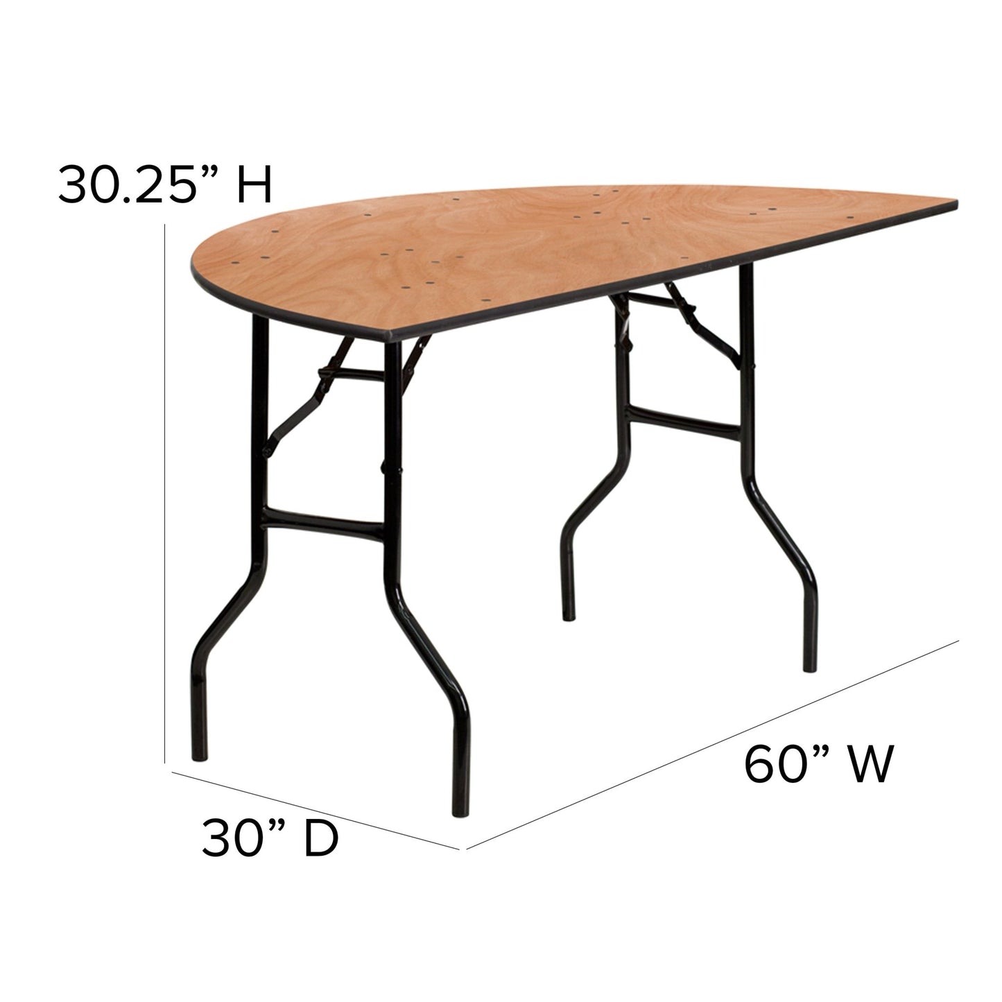 Furman 5 - Foot Half - Round Wood Folding Banquet Table by Flash Furniture - SchoolOutlet