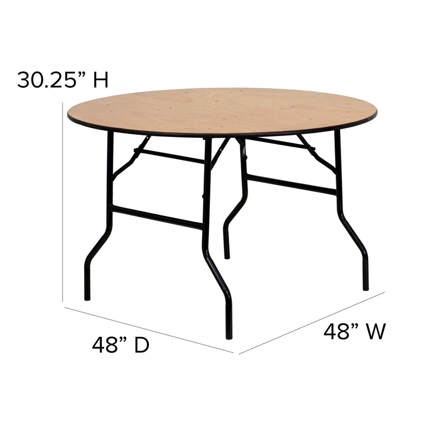 Furman 4 - Foot Round Wood Folding Banquet Table with Clear Coated Finished Top by Flash Furniture - SchoolOutlet