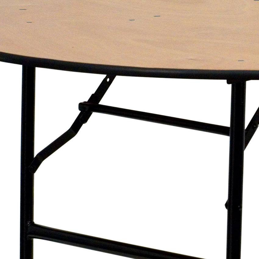 Furman 4 - Foot Round Wood Folding Banquet Table with Clear Coated Finished Top by Flash Furniture - SchoolOutlet