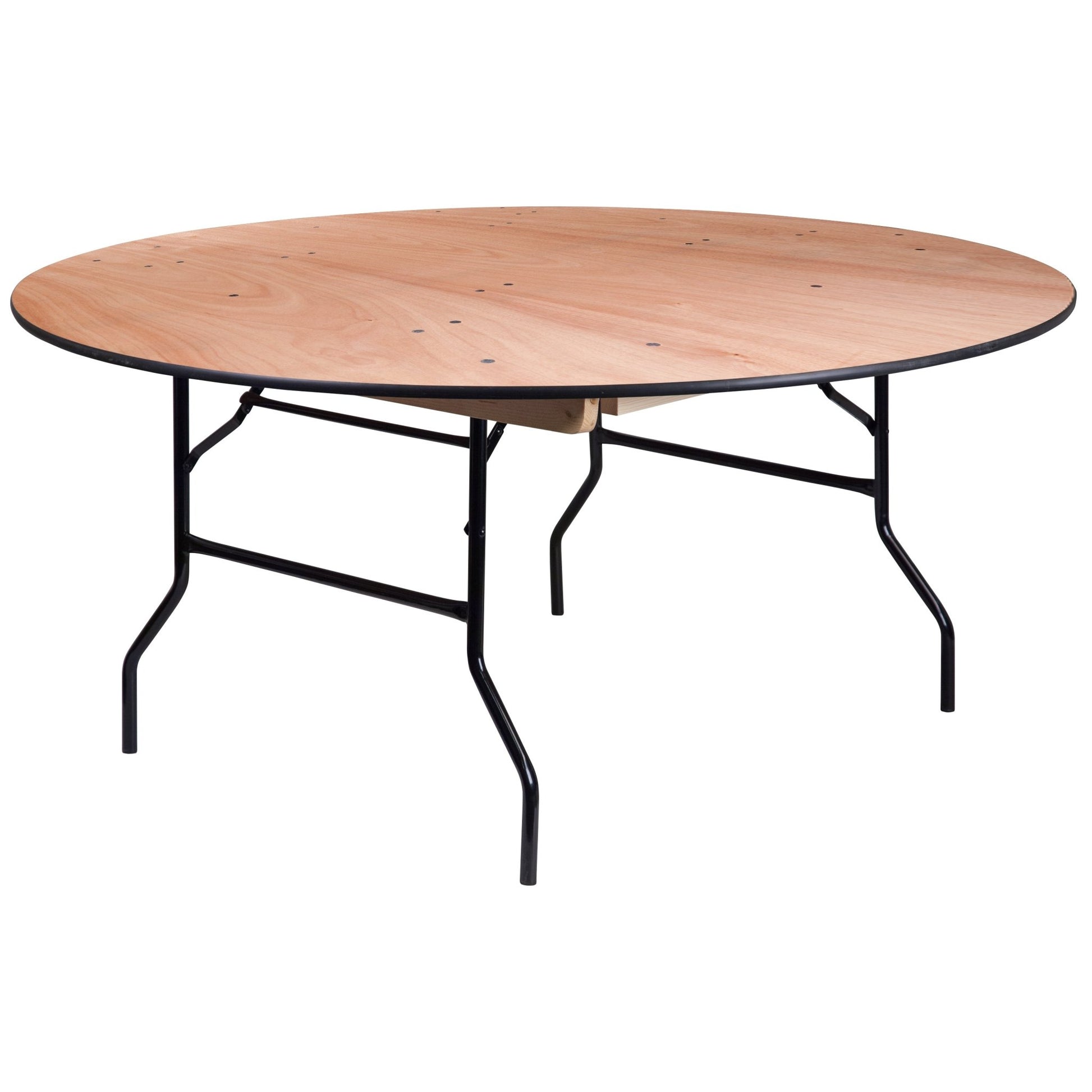 Furman 5.5 - Foot Round Wood Folding Banquet Table with Clear Coated Finished Top by Flash Furniture - SchoolOutlet