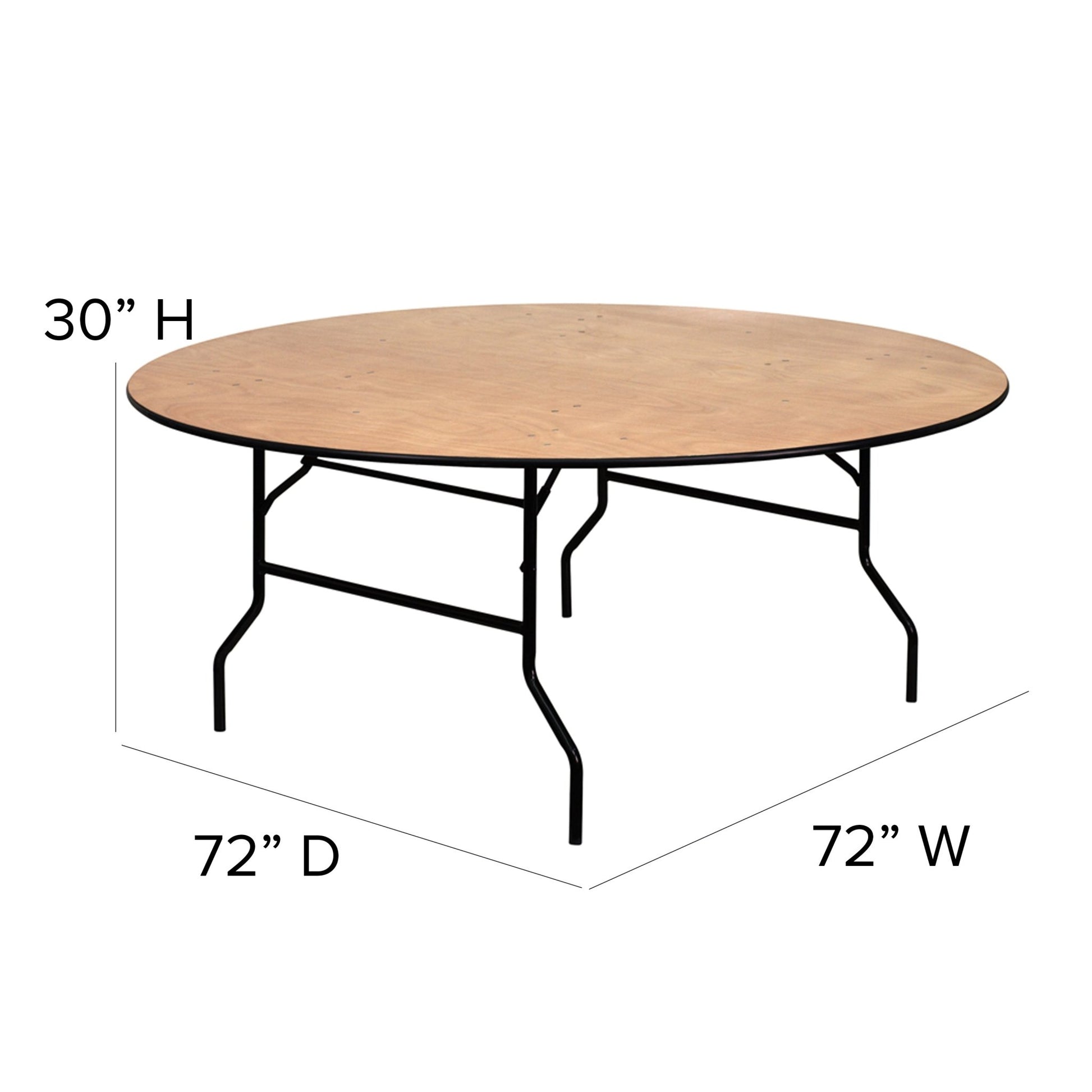 Furman 6 - Foot Round Wood Folding Banquet Table with Clear Coated Finished Top by Flash Furniture - SchoolOutlet