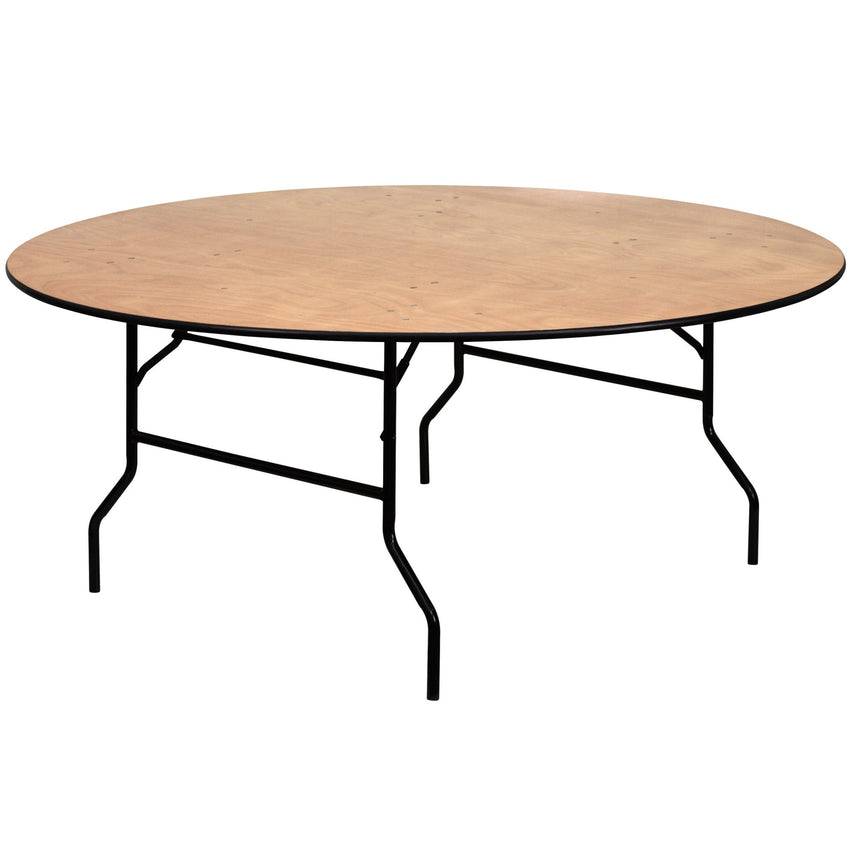 Furman 6 - Foot Round Wood Folding Banquet Table with Clear Coated Finished Top by Flash Furniture - SchoolOutlet