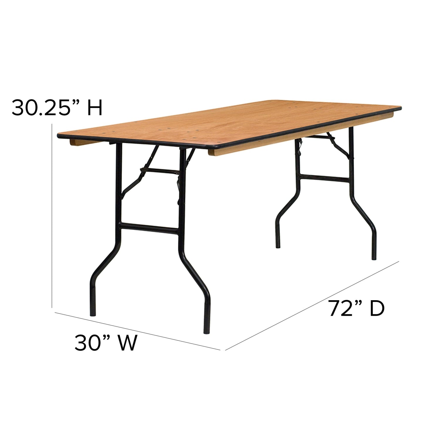 Gael 6 - Foot Rectangular Wood Folding Banquet Table with Clear Coated Finished Top by Flash Furniture - SchoolOutlet