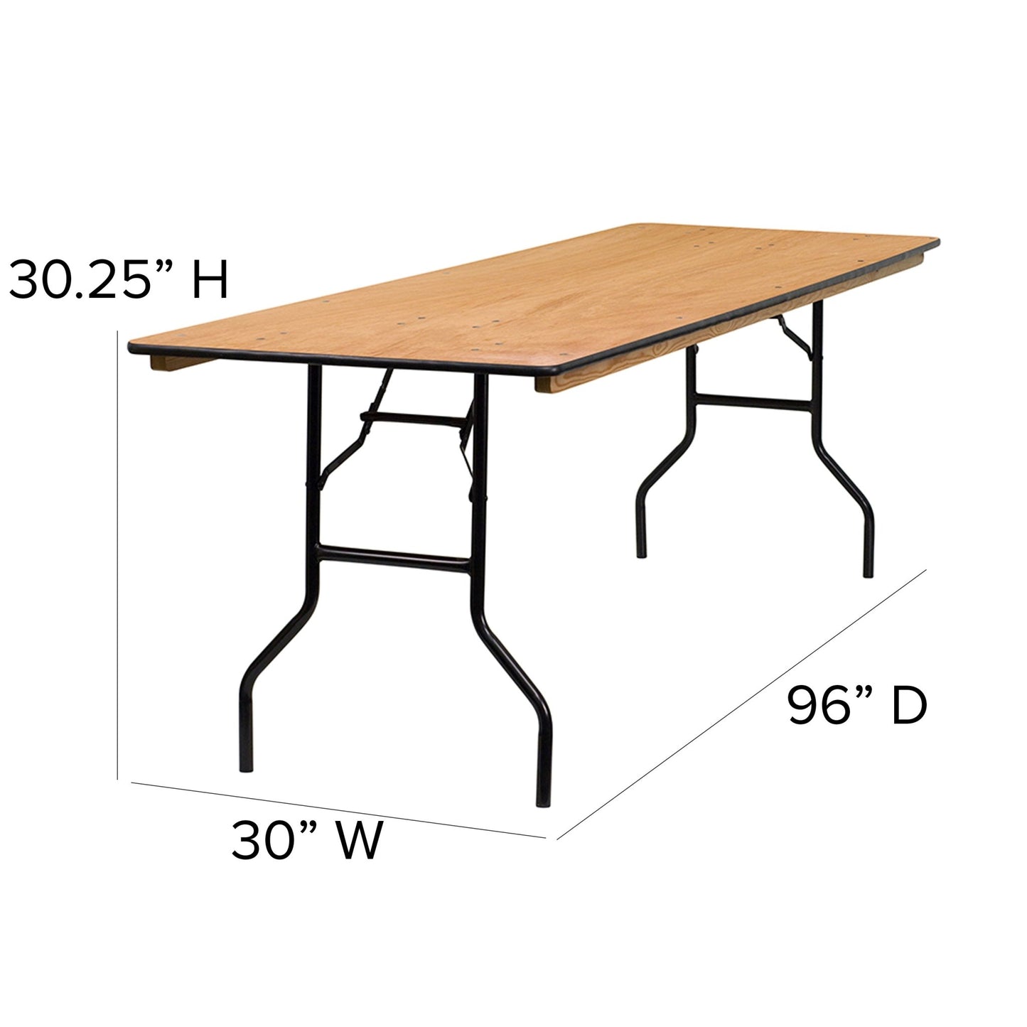 Gael 8 - Foot Rectangular Wood Folding Banquet Table with Clear Coated Finished Top by Flash Furniture - SchoolOutlet