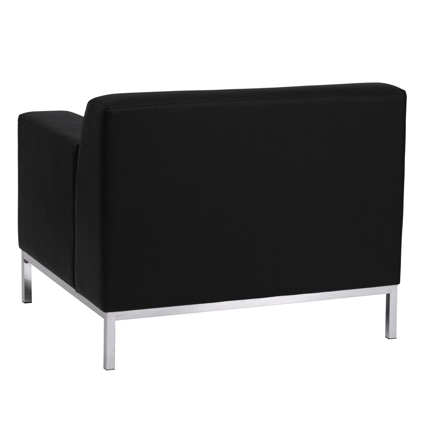 HERCULES Definity Series Contemporary Reception Chair in Black LeatherSoft with Stainless Steel Frame by Flash Furniture - SchoolOutlet