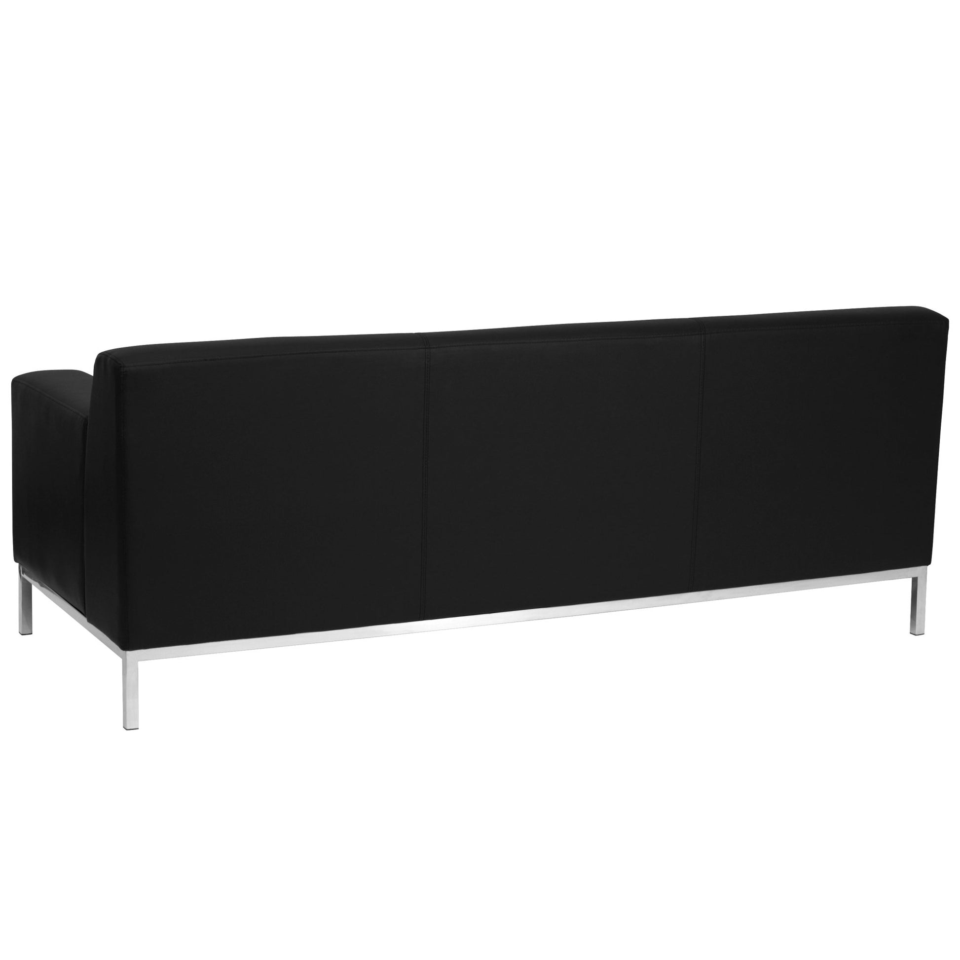 HERCULES Definity Series Contemporary Reception Sofa in Black LeatherSoft with Stainless Steel Frame by Flash Furniture - SchoolOutlet