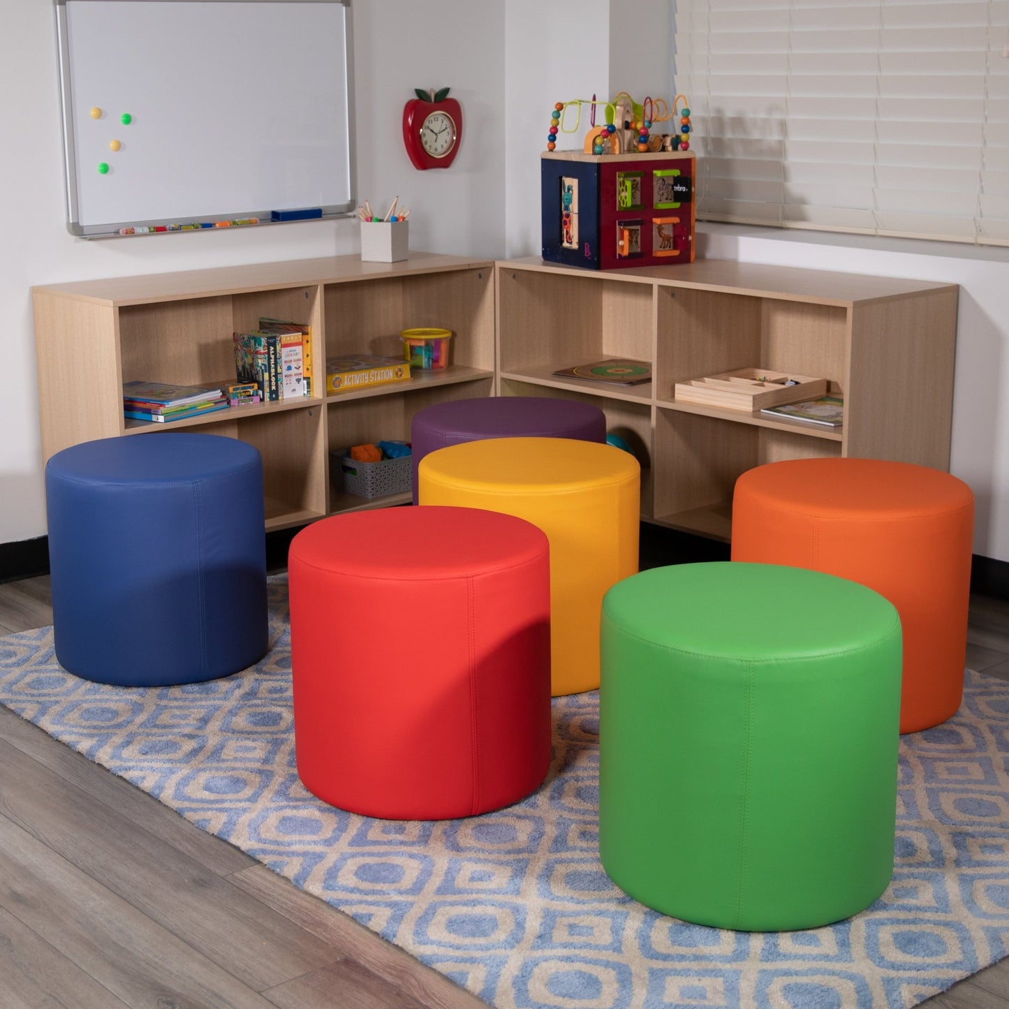 Flash Furniture Nicholas Soft Seating Flexible Round Modular Ottoman for Classrooms and Common Spaces - 18" Seat Height - SchoolOutlet