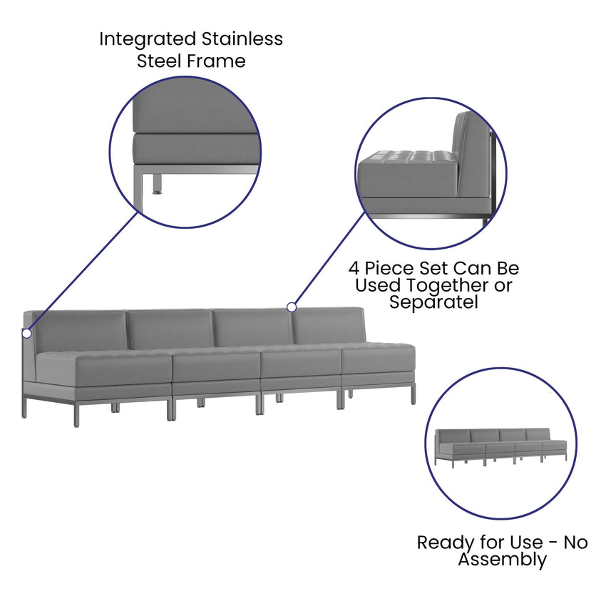 HERCULES Imagination Series 4 Piece Waiting Room LeatherSoft Lounge Set - Reception Bench by Flash Furniture - SchoolOutlet