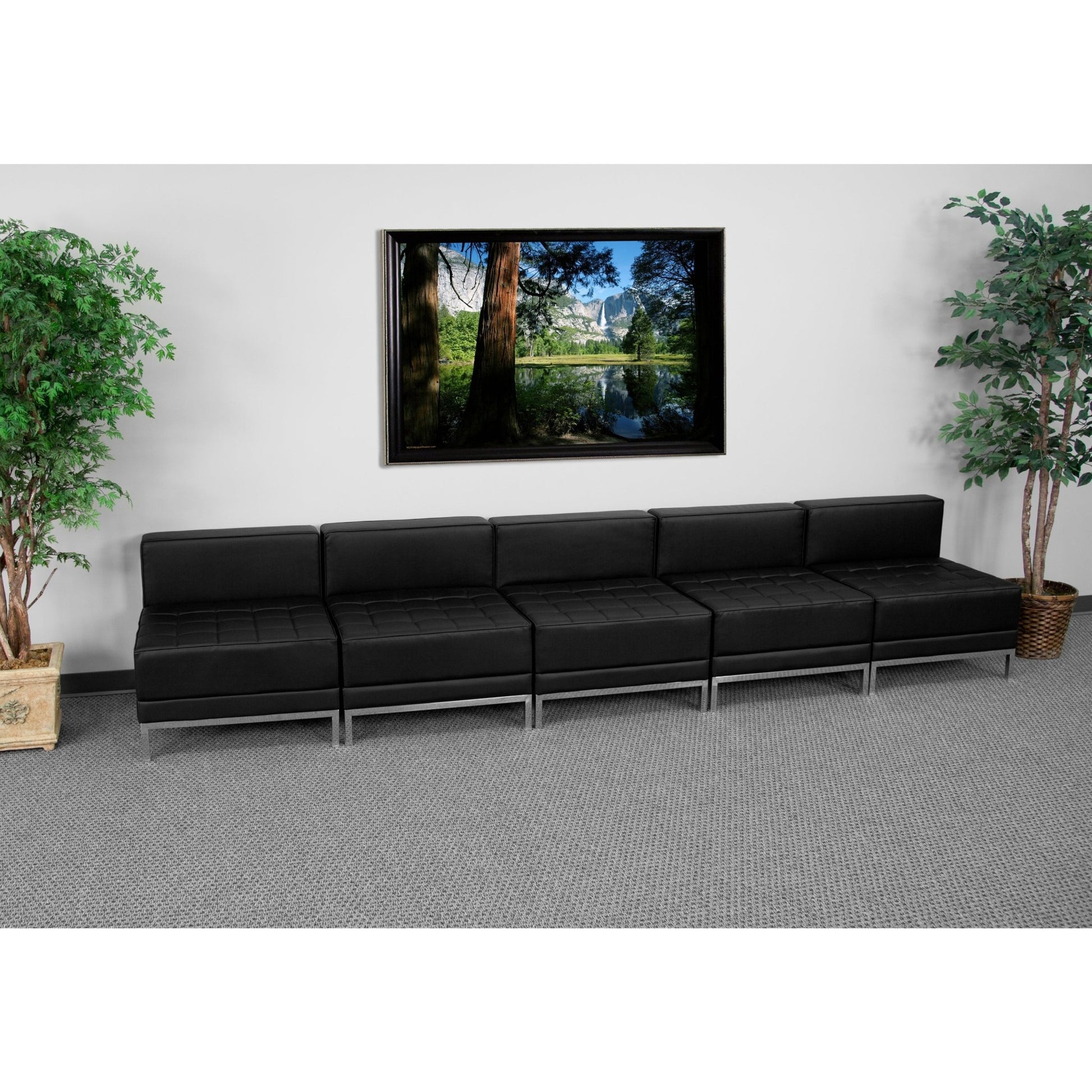 HERCULES Imagination Series 5 Piece Black LeatherSoft Waiting Room Lounge Set - Reception Bench by Flash Furniture - SchoolOutlet