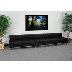 HERCULES Imagination Series 5 Piece Black LeatherSoft Waiting Room Lounge Set - Reception Bench by Flash Furniture