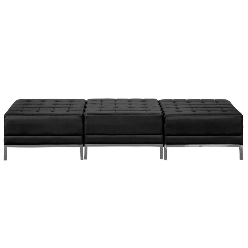 HERCULES Imagination Series Black LeatherSoft Ottomans - Three Seat Bench by Flash Furniture - SchoolOutlet