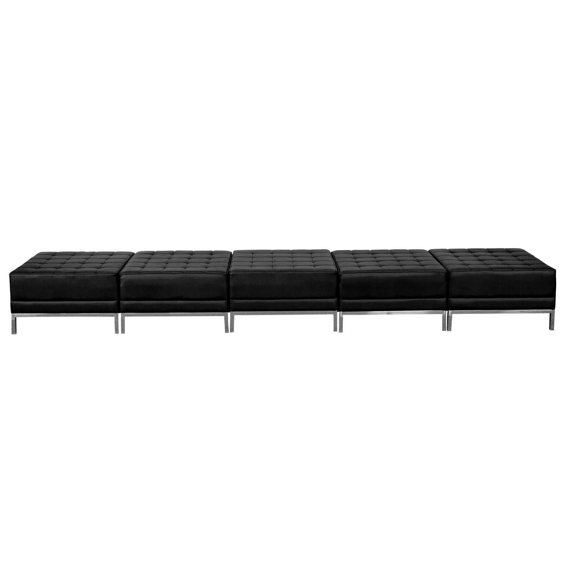 HERCULES Imagination Series Black LeatherSoft Ottomans - Five Seat Bench by Flash Furniture - SchoolOutlet