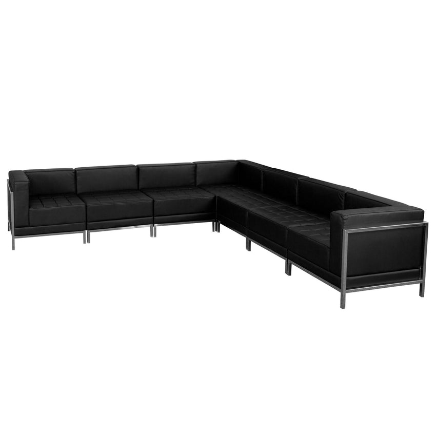 HERCULES Imagination Series Black LeatherSoft Sectional Configuration, 7 Pieces by Flash Furniture - SchoolOutlet