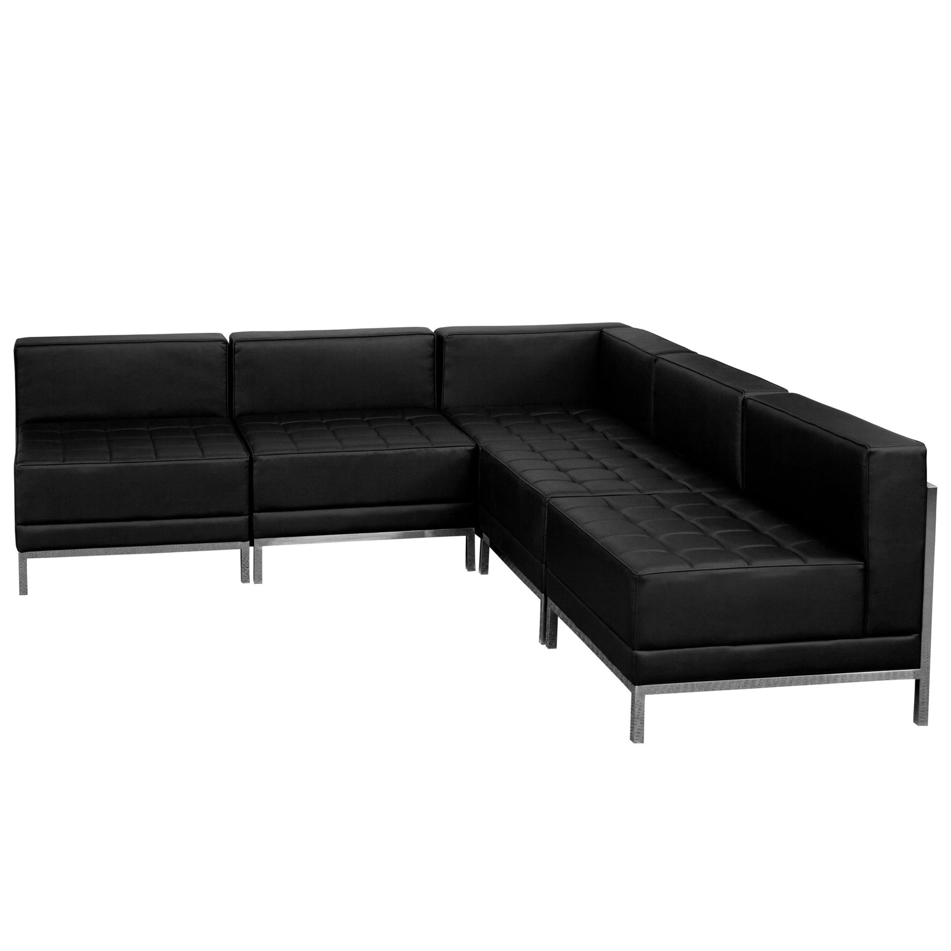 HERCULES Imagination Series Black LeatherSoft Sectional Configuration, 5 Pieces by Flash Furniture - SchoolOutlet