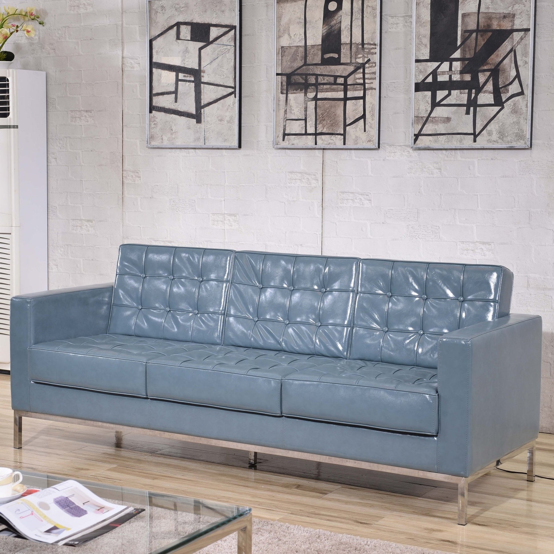 HERCULES Lacey Series Contemporary LeatherSoft Sofa with Stainless Steel Frame by Flash Furniture - SchoolOutlet