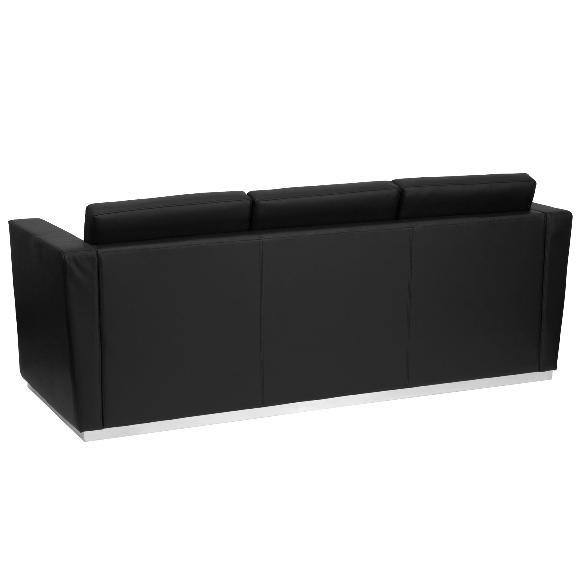 HERCULES Trinity Series Contemporary Black LeatherSoft Sofa with Stainless Steel Base by Flash Furniture - SchoolOutlet