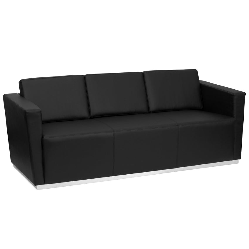 HERCULES Trinity Series Contemporary Black LeatherSoft Sofa with Stainless Steel Base by Flash Furniture - SchoolOutlet