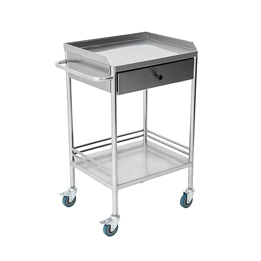 Fuerza 2 - Tier Rolling Medical and Lab Storage Cart, Large Capacity Portable Cart with Sealed Top and Silent Wheels for Lab, Clinic, Salon, and More - SchoolOutlet