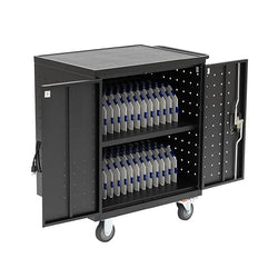 Fuerza 30 Device Mobile Charging and Storage Cart with Cord Management for iPads, Chromebooks and Laptop Computers, Up to 13 " Screen Size