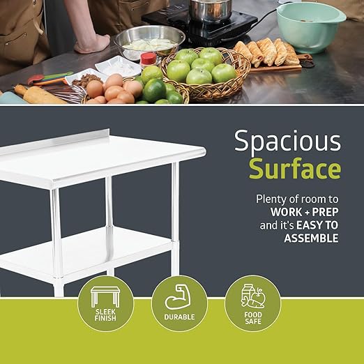 Fuerza NSF Certified Stainless Steel Kitchen Prep and Work Table 36" x 24" - SchoolOutlet