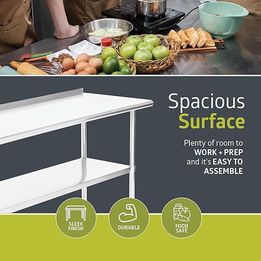 Fuerza NSF Certified Stainless Steel Kitchen Prep and Work Table 60" x 24" - SchoolOutlet