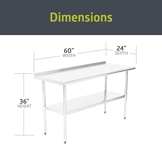 Fuerza NSF Certified Stainless Steel Kitchen Prep and Work Table 60" x 24" - SchoolOutlet