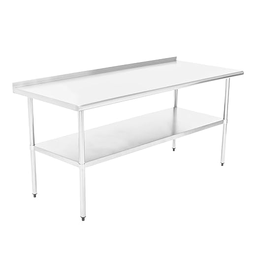 Fuerza NSF Certified Stainless Steel Kitchen Prep and Work Table 72" x 30" - SchoolOutlet