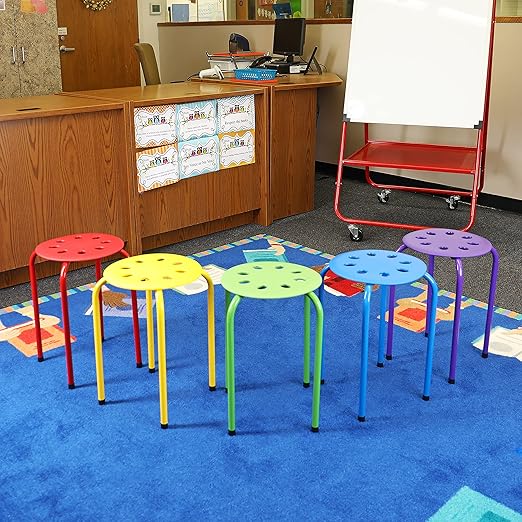 Fuerza Multipurpose Plastic Stool Chairs, Flexible Multi - Color Stacking Seating (Pack of 5) - SchoolOutlet