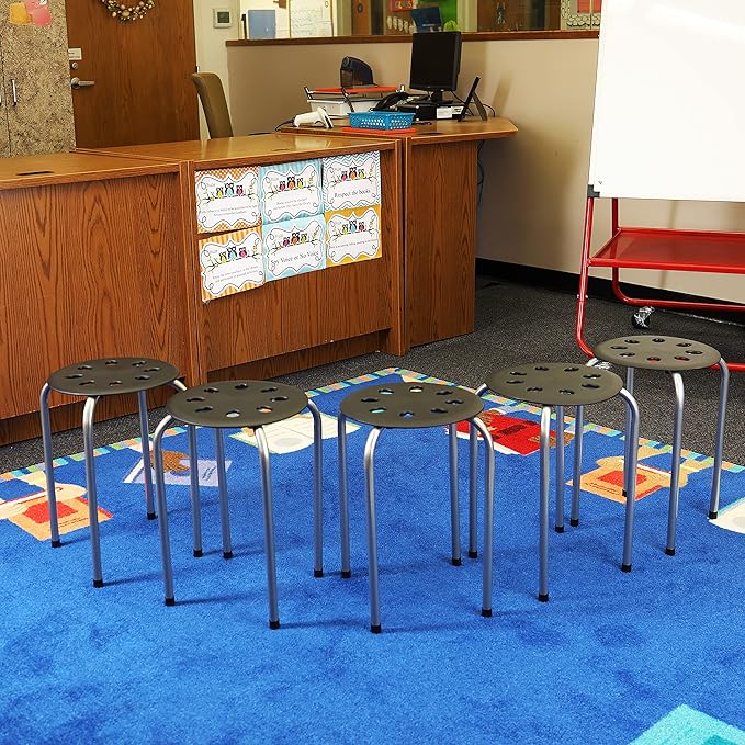 Fuerza Multipurpose Stool Chairs 16 Gauge Steel Stackable Classroom Seating (Pack of 5) - SchoolOutlet