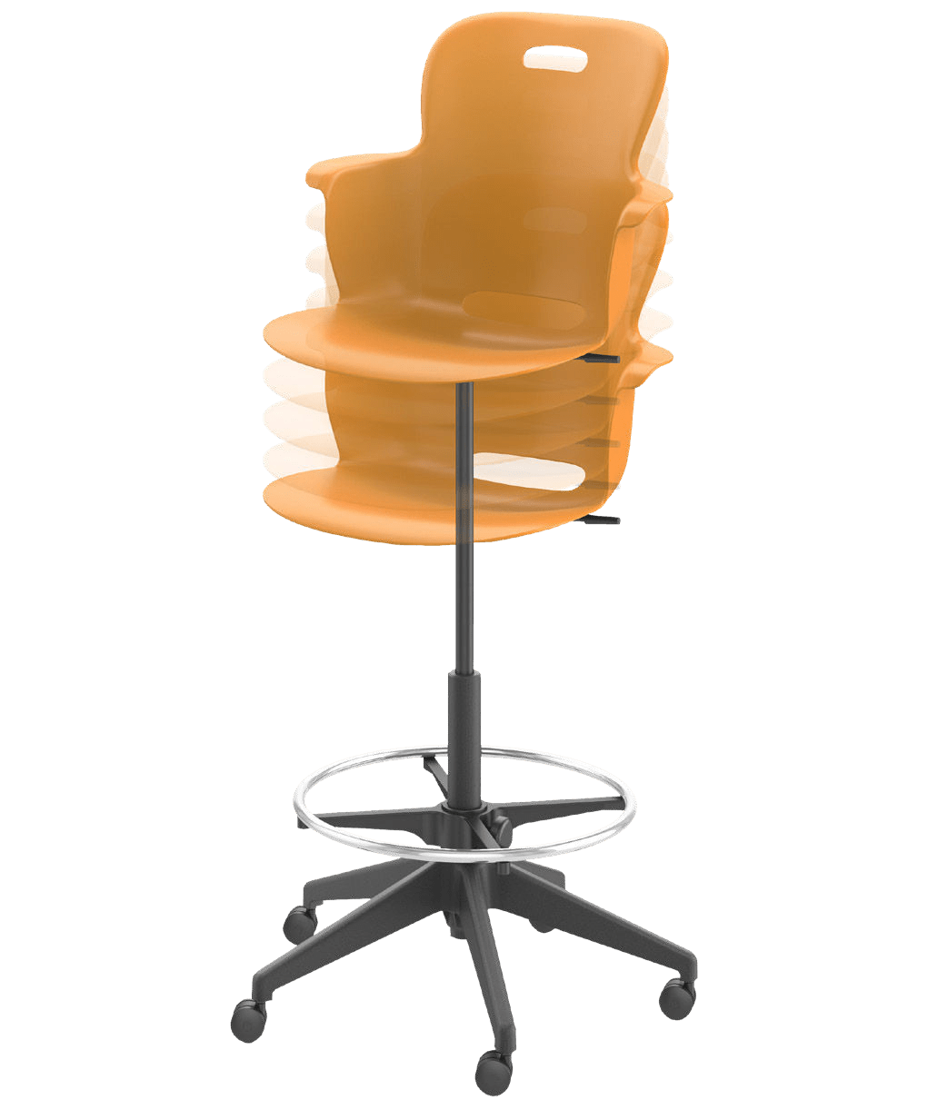 Haskell Education Ethos Series 23.5" - 30.5" Height Adjustable Mobile Stool with Five Star Base (2ES4GX) - SchoolOutlet