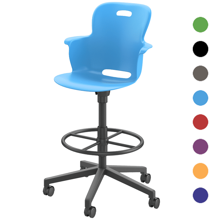 Haskell Education Ethos Series 23.5" - 30.5" Height Adjustable Mobile Stool with Five Star Base (2ES4GX) - SchoolOutlet