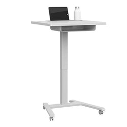 Haskell Education Fuzion Series Mobile Sit to Stand Adjustable Desk w/ Grommet & Optional Book Shelf, Fog - Quick Ship - 22"D x 26"W x 28.25-42"H (2FZPN7GQS.2226)