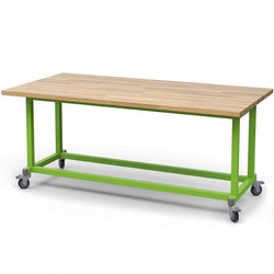 Haskell Education Maker Table with Butcher Block Top, Locking Caster - 36.5"H x 84"W x 42"D (MK1xxxxx-4284)