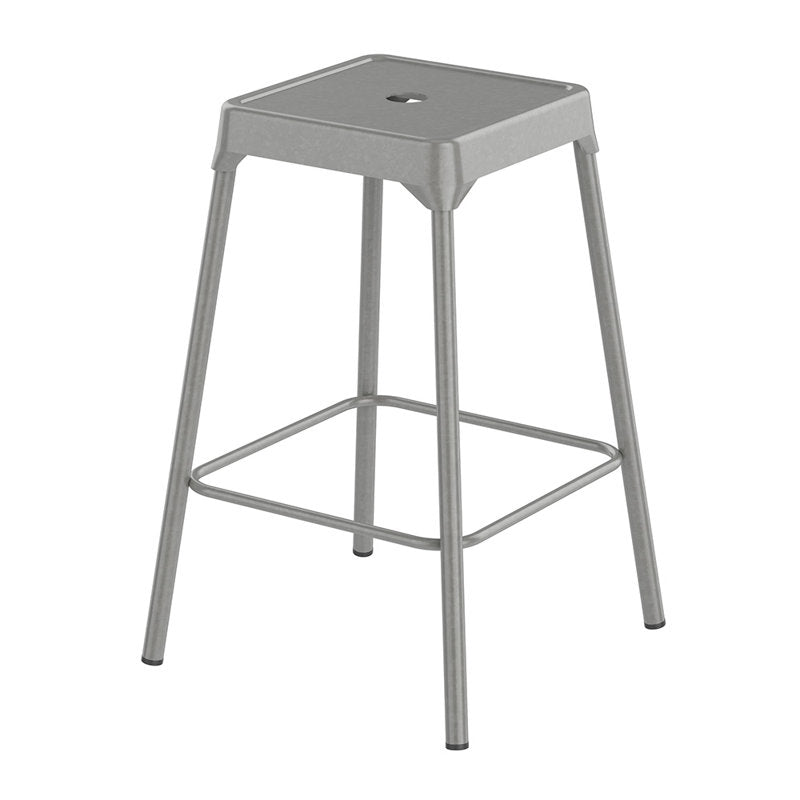 Haskell Education Rover 13" Square Seat Stackable Steel Stool - Platinum 25"H - Pack of 3 (RVSTOOL) - SchoolOutlet