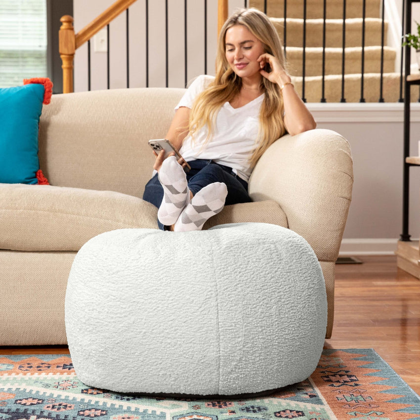 Jaxx Ellis Ottoman Shearling Faux - Lamb Plush Pouf for Modern Interior Design, Large (19384) - SchoolOutlet