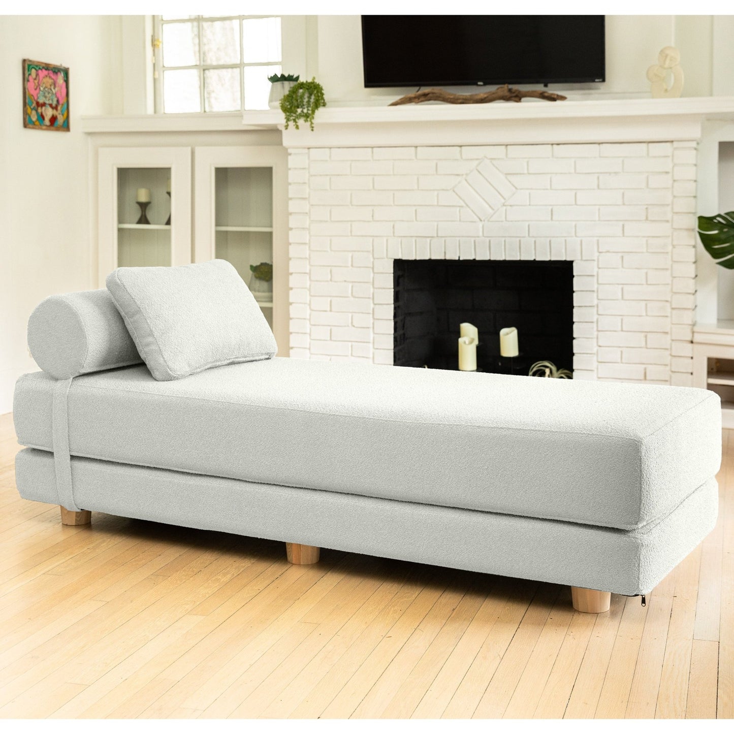 Jaxx Avida Daybed - Fold Out Queen Sleeper - Premium Boucle: Sleek and Modern Lounge for Relaxing and Overnight Guests (19436) - SchoolOutlet