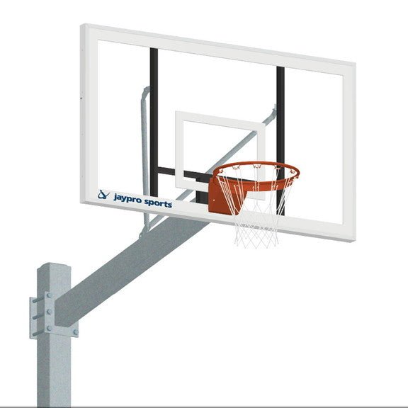 Jaypro Basketball System - Titan™ - Galvanized (6" x 6" Pole with 6' Offset) - 72" Acrylic Backboard (660 - AC - XX) - SchoolOutlet