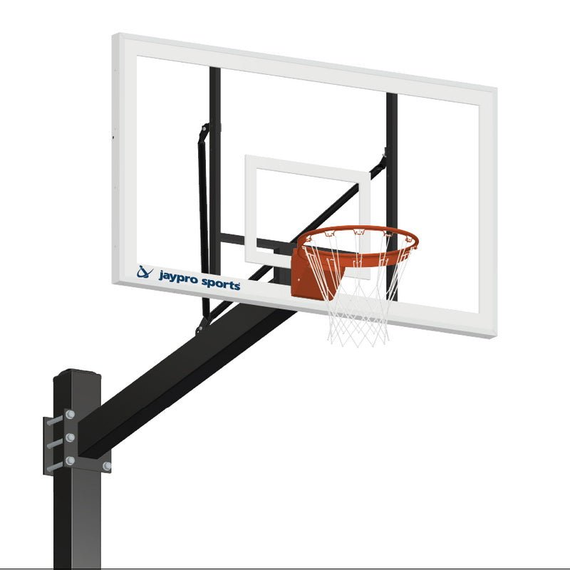 Jaypro Basketball System - Titan™ - (Powder Coated) Black (6" x 6" Pole with 6 ft. Offset) - 72" Acrylic Backboard (770 - AC - XX) - SchoolOutlet