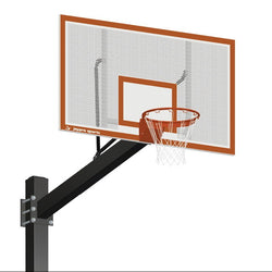 Jaypro Basketball System -Titan™ - (Powder Coated) Black (6" x 6" Pole with 6 ft. Offset) - 72" Perforated Steel Backboard  Backboard (770-PF-XX)