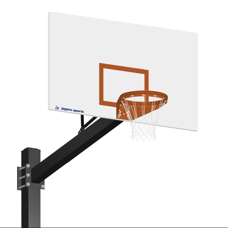 Jaypro Basketball System - Titan™ - (Powder Coated) Black (6" x 6" Pole with 6 ft. Offset) - 72" Steel Backboard (770 - RS - XX) - SchoolOutlet