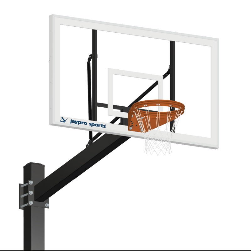 Jaypro Basketball System - Titan™ - (Powder Coated) Black (6" x 6" Pole with 6 ft. Offset) - 72" Acrylic Backboard, Surface Mount (772 - AC - XX) - SchoolOutlet