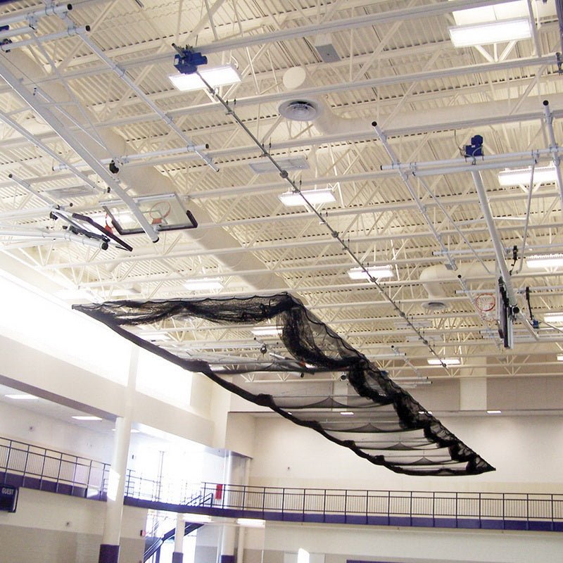 Jaypro Sports Batting Cages - Ceiling Suspended, Retractable - 11' H x 12' W x 70' D - 1 - 3/4" Mesh - Baseball (BBC - 700B) - SchoolOutlet