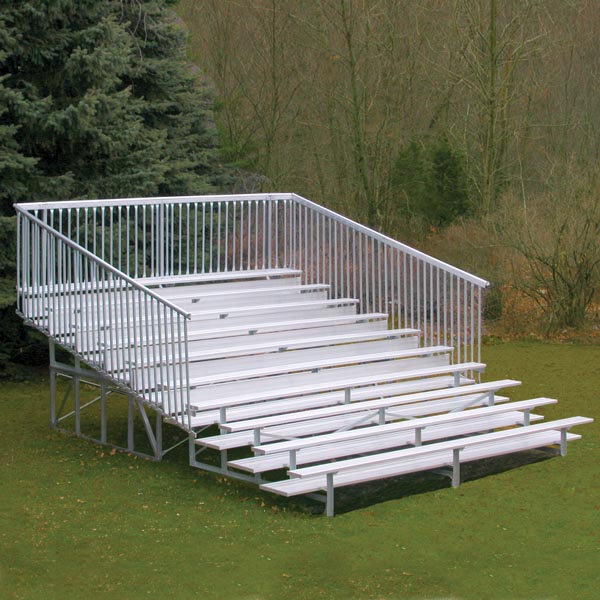 Jaypro Sports Bleacher - 10 Row - Single Foot Plank with Guard Rail - 21' L ( BLCH - 1021GR) - SchoolOutlet