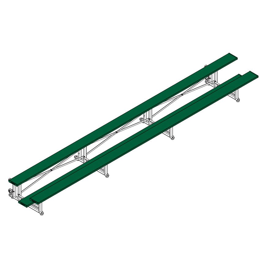 Jaypro Sports Bleacher - 2 Row - Tip & Roll, Single Foot Plank - 21' L, Powder Coated ( BLCH - 221TRGPC) - SchoolOutlet