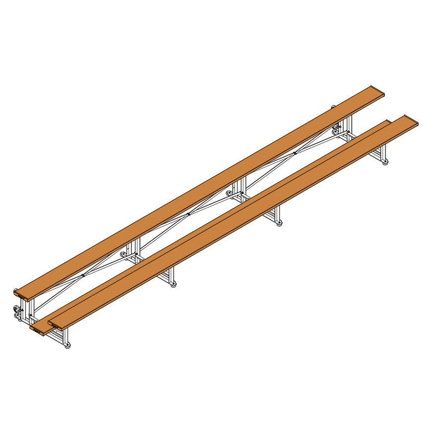 Jaypro Sports Bleacher - 2 Row - Tip & Roll, Single Foot Plank - 21' L, Powder Coated ( BLCH - 221TRGPC) - SchoolOutlet